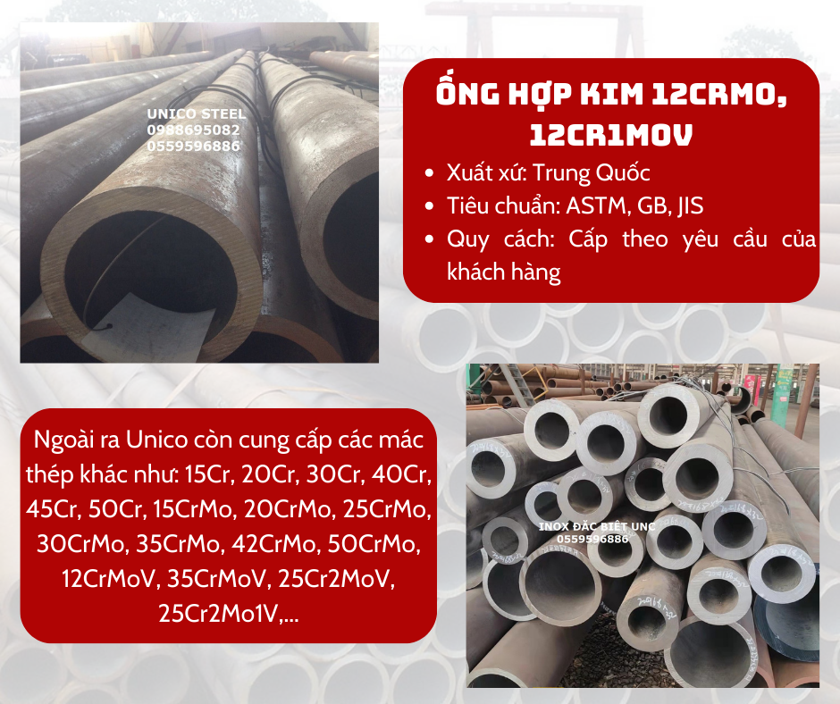 Ống hợp kim 12CrMo, 12CrMoV - Unico Steel